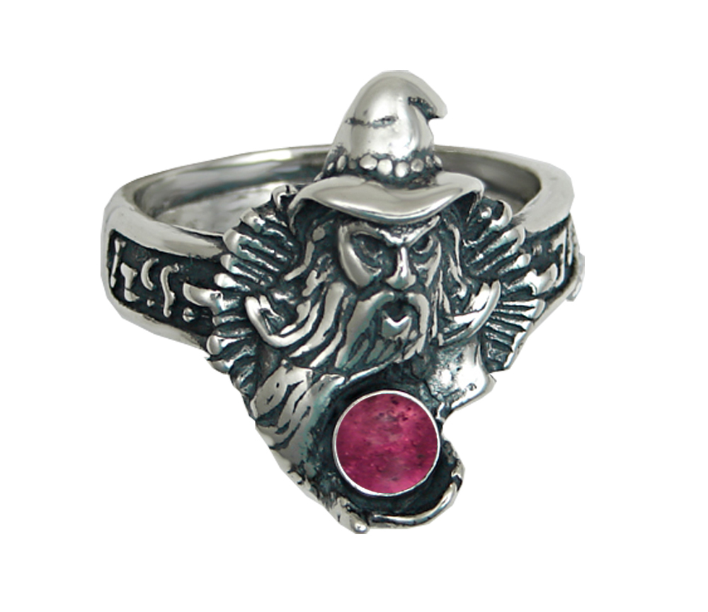 Sterling Silver Wizard Ring With Pink Tourmaline Size 7 Sterling Silver Wizard Ring With Pink Tourmaline Size 7